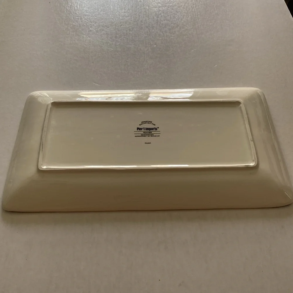 PIER 1 Imports Feather Design Rectangular Tray Size 14” x 8“ approximately